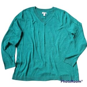 Croft & Barrow | Women's Green V-Neck Sweater | Sz 1X